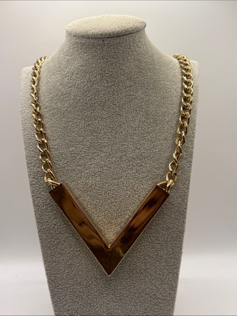 Gold V-Shape Chevron Chain Necklace